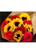 SunFlower and roses bouquet 